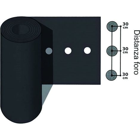 Foglia Polietilene Nera Pacciamatura 1 Foro - Passo cm 30/ cm 120h - Misure: Rotolo da 100 mt