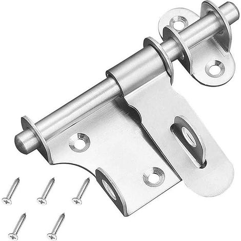 Verrou de Porte Coulissante en Acier Inoxydable Épaissi, Loquet Solide avec Œillet pour Cadenas, Idéal pour Salle de Bain, Cuisine, Jardin, Chambre et Armoire (1/5)