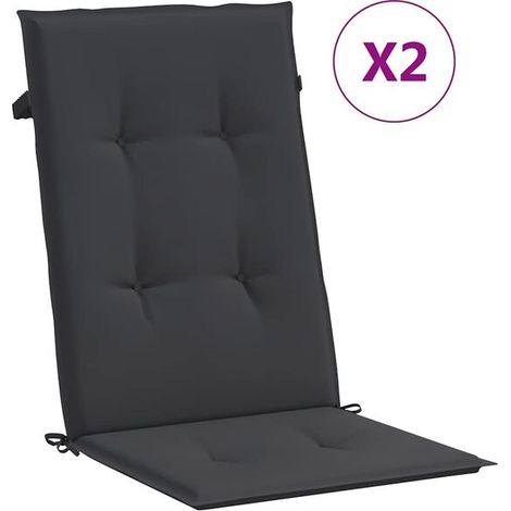 Ensemble de deux coussins noirs en tissu pour chaise de jardin à dossier haut (1/5)