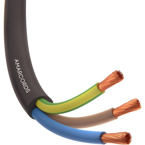 Câble électrique tripolaire section 3x2,5mm, couleur: NOIR. Câble d'alimentation rond type H05VV-F, 50 mètres (1/5)