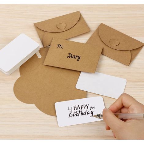 25 mini-enveloppes avec cartes - Mini-enveloppes vintage en carton - Cartes vierges - Petites enveloppes - Fermeture en forme de cœur - Idéales pour les cartes cadeaux et les cartes de remerciement à (1/5)