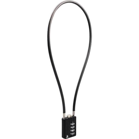 Cadenas à combinaison avec câble 50cm, 4 chiffres, acier 5mm, Noir