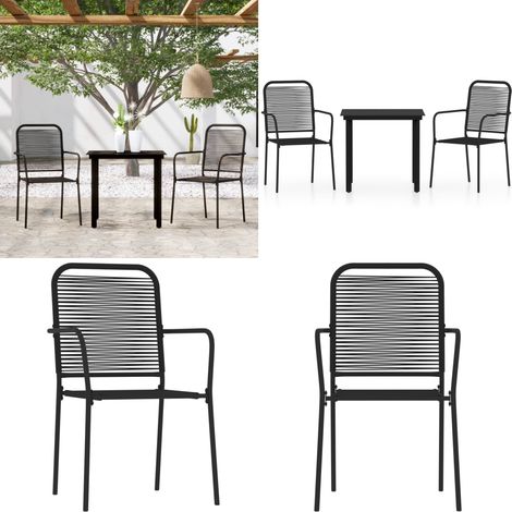 3-tlg. Garten-Essgruppe Schwarz - Gartenmöbel - Terrassenmöbel (1/5)