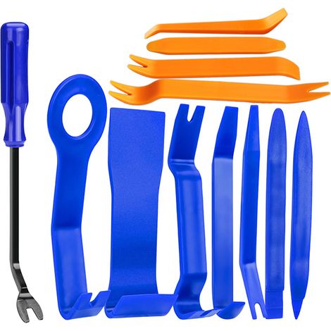 12 pezzi di strumenti per la rimozione delle finiture interne dell'auto, set di cunei per la rimozione delle finiture interne dell'auto - Strumenti, strumento di rimozione auto arancione + blu