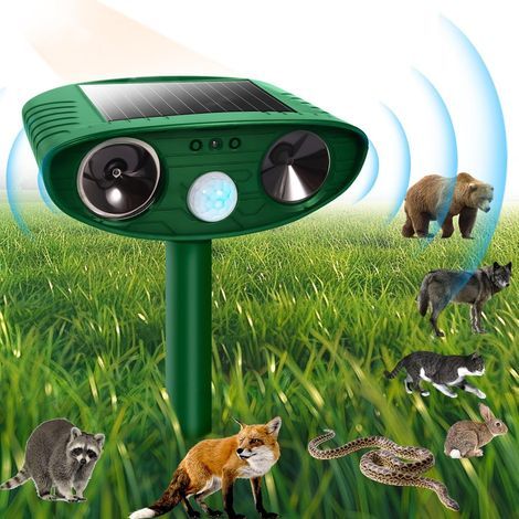 Répulsif Chat Ultrason à Energie, Étanche Répulsif Chat Répulsif, Ultrason Anti Chat avec Détecteur de Mouvement pour Anti Chats Chiens Souris Ratons (1/5)