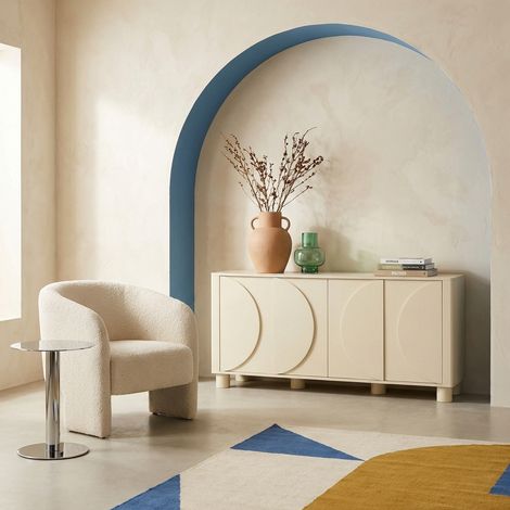 Buffet décor bois beige 4 portes 155cm Pondi
