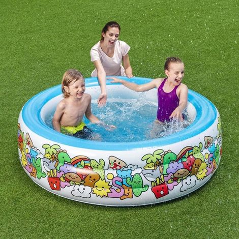 TRADE SHOP - Piscina Gonfiabile 3 Anelli Per Bambini Con Personaggi Frutti Piante 152x51cm 016156 - (1/5)