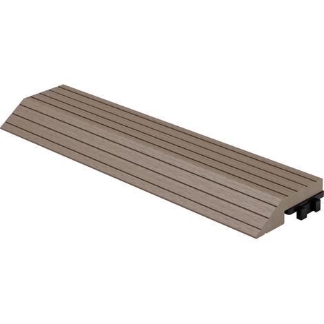 ML-Design Profilo di Chiusura Dritto in WPC 30x2x7,5 cm Marrone Scuro – Bordo per Pavimenti Esterni Effetto Legno con Drenaggio Struttura di Supporto Sistema a Incastro Antiscivolo