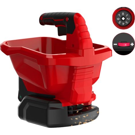 Spandiconcime elettrico, design portatile, velocità di semina regolabile, rosso (1/2)
