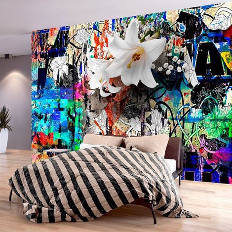 Papier peint adhésif Lys urbain - 343 x 245 cm (1/4)