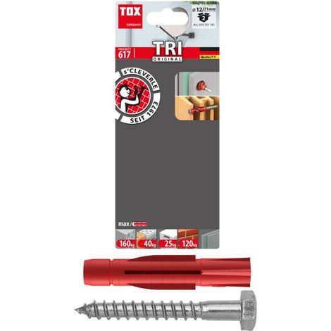 Chevilles universelles TOX 12 x 71 mm + vis pour des fixations sûres et durables