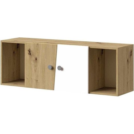 Armario de pared Almira 112, Roble Artisan + Blanco + Gris, 41x120cm, Número de puertas: 232cm, Aglomerado laminado