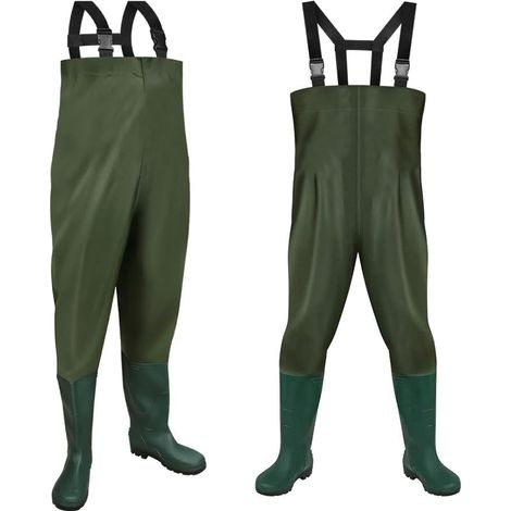 Pantalon de pêche en nylon composite PVC imperméable avec bottes antidérapantes pour la pêche, le jardin, les chantiers de construction, les fermes (1/5)
