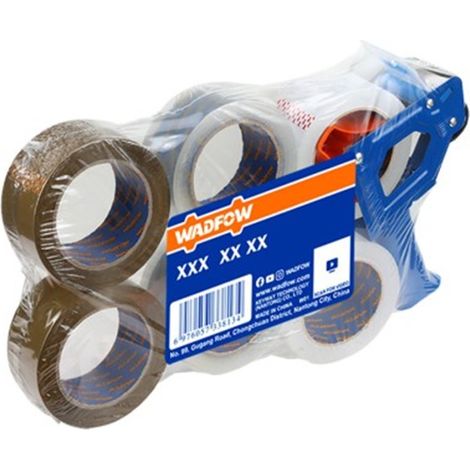Juego de 7 piezas precintadora + precinto WADFOW, cintas adhesivas de 100m, 48mm ancho