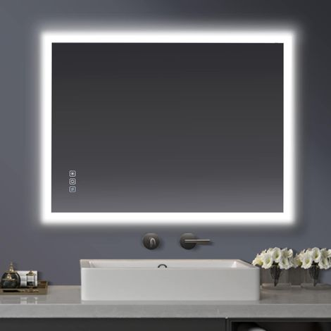 Miroirs de Salle de Bain rétro-éclairés 80x60 cm, Miroir Mural de vanité Multifonctionnel pour Salle de Bain avec lumières LED, Température de Couleur réglable, Fonction de Gradation de mémoire (1/5)