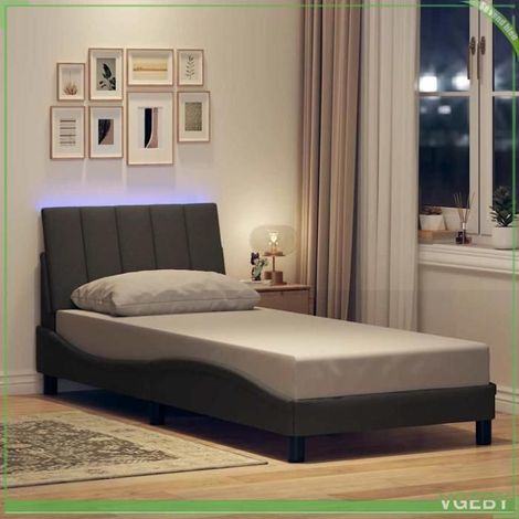Cadre de lit - Hanko (FAF7291712429224) - 90x190 cm - gris foncé - LED intégrée (1/5)