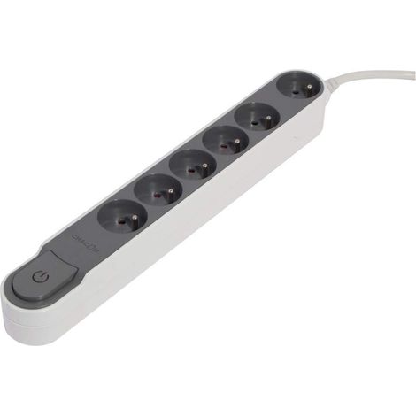 Multiprise design sans parafoudre avec Interrupteur/Disjoncteur 3 m 6 Prises Gris foncé (1/3)