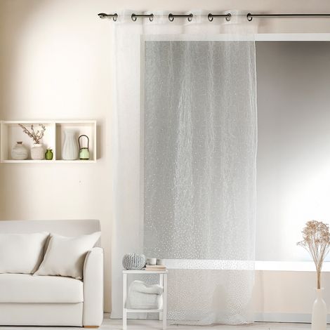 Voilage en organza dévoré et brodé Blanc 140x240 cm