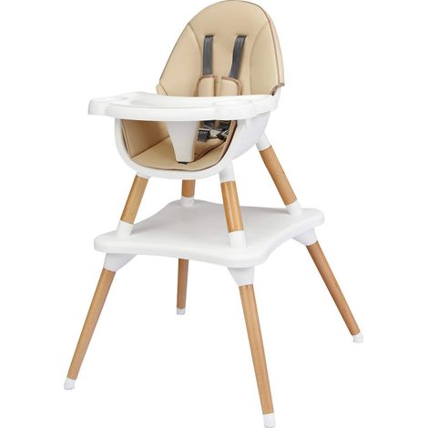 COSTWAY 4-in-1 Babyhochstuhl, Hochstuhl & Essstuhl & Kinderstuhl & Kindersitzgruppe, Kinderhochstuhl hoehenverstellbar, Babystuhl, Kombihochstuhl mit Sicherheitsgurt und abnehmbares Tablett Khaki