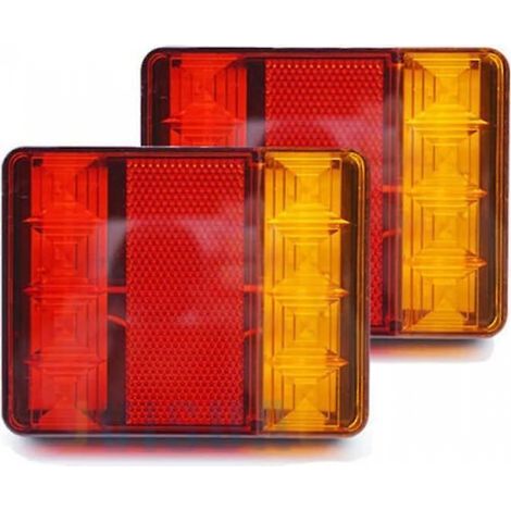 Lot de 2 feux arrière LED 12 V pour remorque, 8 feux et 6 fonctions, éclairage arrière pour caravane et camion (1/5)