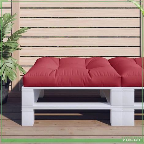 360478 Coussin de palette rouge bordeaux 70x70x12 cm tissu (1/5)