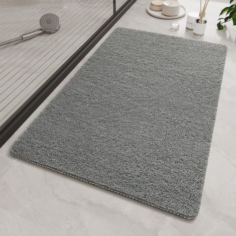 Tapis de douche PVC luffa – 80×80 cm, trous de drainage, doux/confortable/séchage rapide (gris) (1/5)