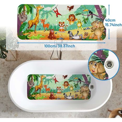 Rutschfeste Babybadematte, 100 x 40 cm, rutschfeste Badematte, strapazierfähige Duschmatte mit 200 Saugnäpfen für Kinder und Babys, BPA-freies PVC-Material, maschinenwaschbar