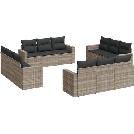 Maison Exclusive - Set Divano Giardino 12 pz con Cuscini Grigio Chiaro Polyrattan