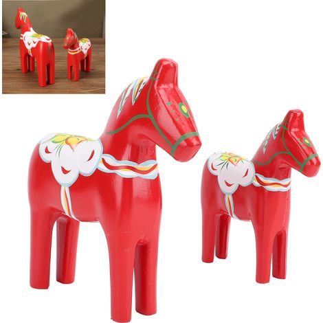 Figuritas de caballos de madera suecas pintadas a mano, juego de 2 para decoración del hogar y bodas, Dala Red (1/5)