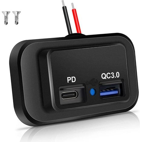 48-W-USB-Ausgang (12 V/24 V) für Wohnmobile, zwei PD3.0-Typ-C- (USB-C) und schnelle QC3.0-USB-A-Anschlüsse, Wandmontage-Anschlussfeld für Wohnmobile, Boote, Schiffe, LKWs und ATVs (1/5)