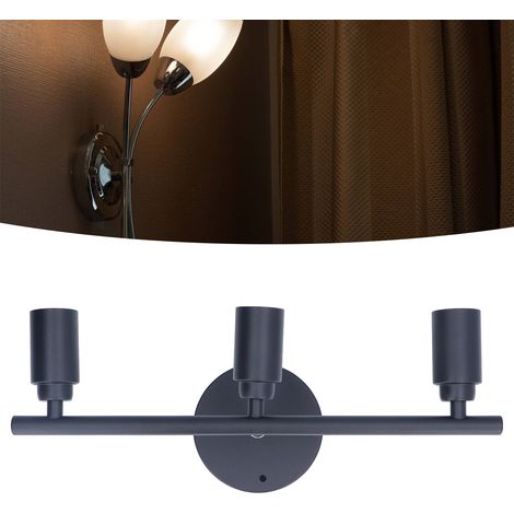 Applique murale trois têtes en fer forgé noir de style rétro industriel, au design créatif et unique. Applique murale trois têtes en fer forgé de style américain. (1/5)