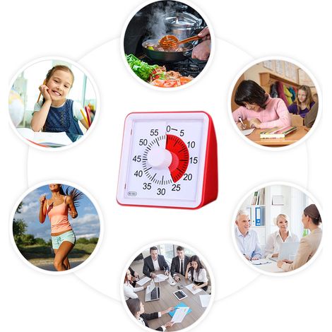 Lautloser visueller Analogtimer, Stoppuhr für Klassenzimmer oder Besprechungen, Zeitmanagement-Tool für Kinder und Erwachsene (1/4)