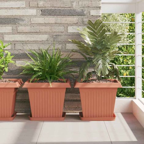 Quadratischer Blumentopf 6 pcs Ziegelrot 33 x 33 x 26 cm