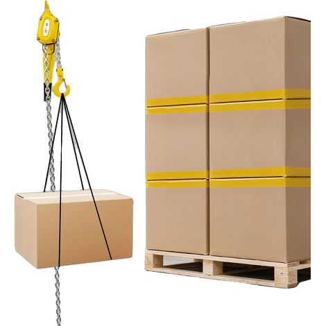 Palans à chaîne à levier manuel, capacité de 1,5 tonne, hauteur de levage de 3 m, construction en acier allié, poids de 12,82 kg, dimensions de 13,5 cm x 18 cm x 63 cm (1/5)