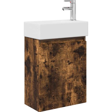 Mobile bagno con rubinetto Rovere Fumo 45,5 x 22,5 x 84 cm vidaXL