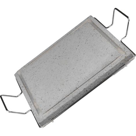 Pietra Lavica dell'Etna Professionale Piastra ollare 2.2 cm con Supporto manici Metallo cottura Dietetica con Canale Raccogli Grassi per Barbecue e Fornelli Vari Formati uso professionale Made in Ital