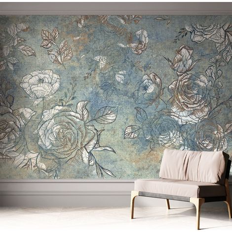 Papier peint autocollant à motifs décoratifs pour salon chambre et bureau Décoration murale élégante avec colle Roses romantiques 312x219 cm (1/5)
