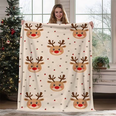 Plaid De Noël - Flanelle En Polyester - 70 x 100 cm - Imprimé Double Face - Pour Canapé Lit Ou Extérieur - 1 Pièce (1/5)