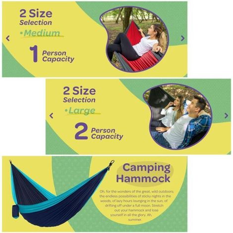 Hängematte für 2 Personen, faltbar, ultraleicht und tragbar, Tragkraft 350 kg, ideal für Garten, Camping und Reisen, Grau/Schwarz (1/5)