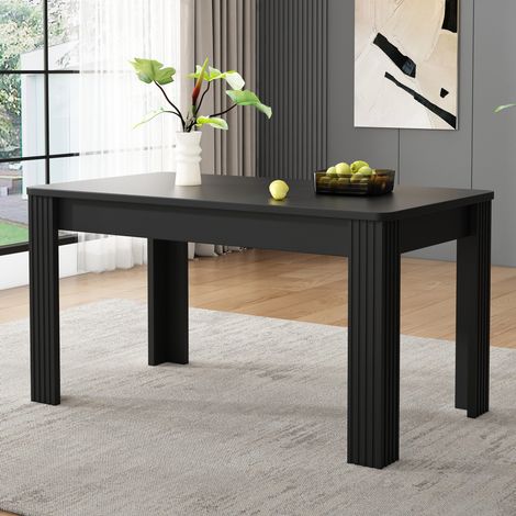 MEUBLIV Table à manger 116x65 cm noire – structure stable, plateau spacieux (1/5)