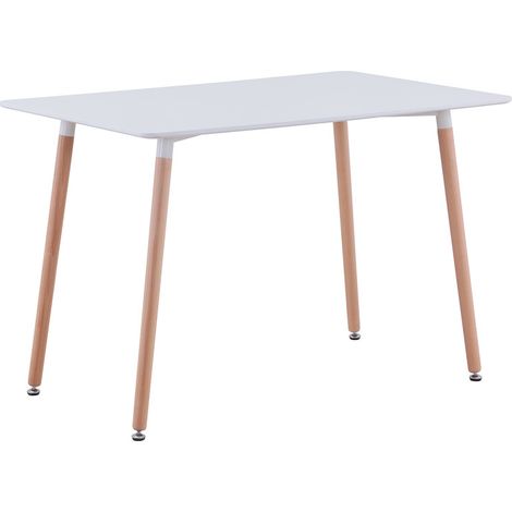 WokakaTavolo da pranzo – Tavolo rettangolare per 4-6 persone – Stile scandinavo – Piano in MDF – L 110 x P 70 x H 74 cm (Bianco)