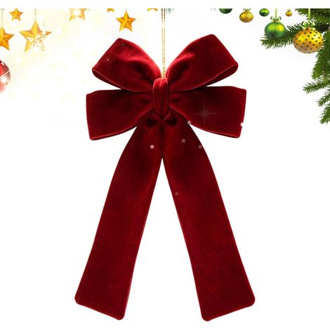 Nœuds pour sapin de Noël - 54 cm - En velours rouge - Décoration Décoration de porte de Noël pour extérieur,mur, armoire, fenêtre, façade anniversaire (1/5)