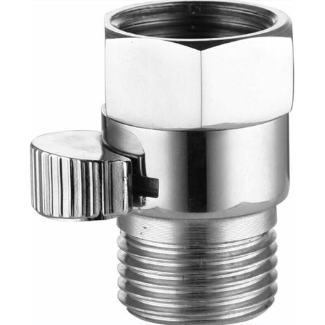 Robinet d'arrêt de douche en laiton chromé avec inverseur mâle/femelle 1/2", (1/5)