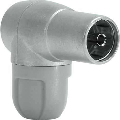 Connettore a 90 gradi IEC schermato Femmina in zamak per cavi coassiali diametro 5-6.9mm TELEVES 4131