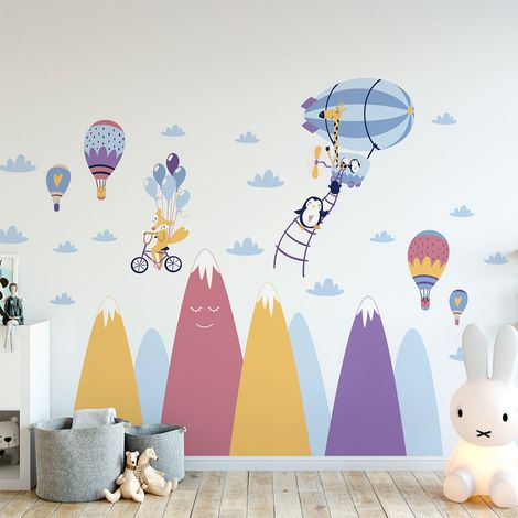 Stickers montagnes scandinaves animaux joyeux 40 x 60 cm (1/5)