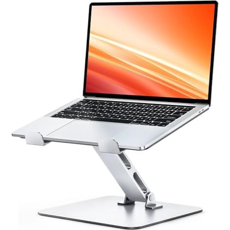 Support ordinateur pliable ergonomique, hauteur réglable, en aluminium ventilé, compatible MacBook Air et PC 10-16", organiseur de bureau. (1/5)