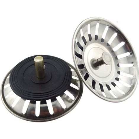 2PCS Universal 8cm Basket Drain Plug Stainless Steel Kitchen Sink Strainer Sink Stopper, (1/4)
