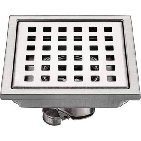 Siphon de sol extérieur en acier inoxydable 15 x 15 cm avec filtre carré, système anti-reflux et désodorisation intégrée (1/5)