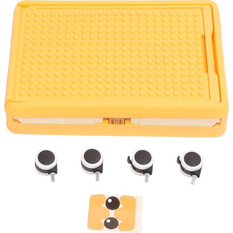 Bac de rangement à roulettes pour jouets, avec couvercle et roues, idéal pour ranger les blocs de construction pour enfants (orange). (1/5)