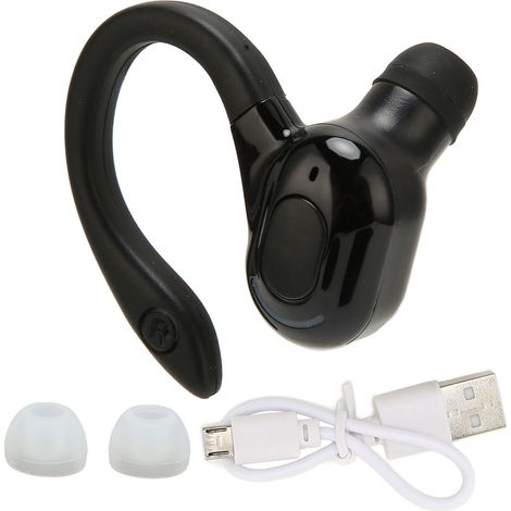 Casque Bluetooth Mono Étanche IPX4 avec Charge USB pour Course et Conduite, Noir (1/5)